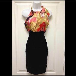 Bebe Halter, Silk and Bodycon Twofer Dress